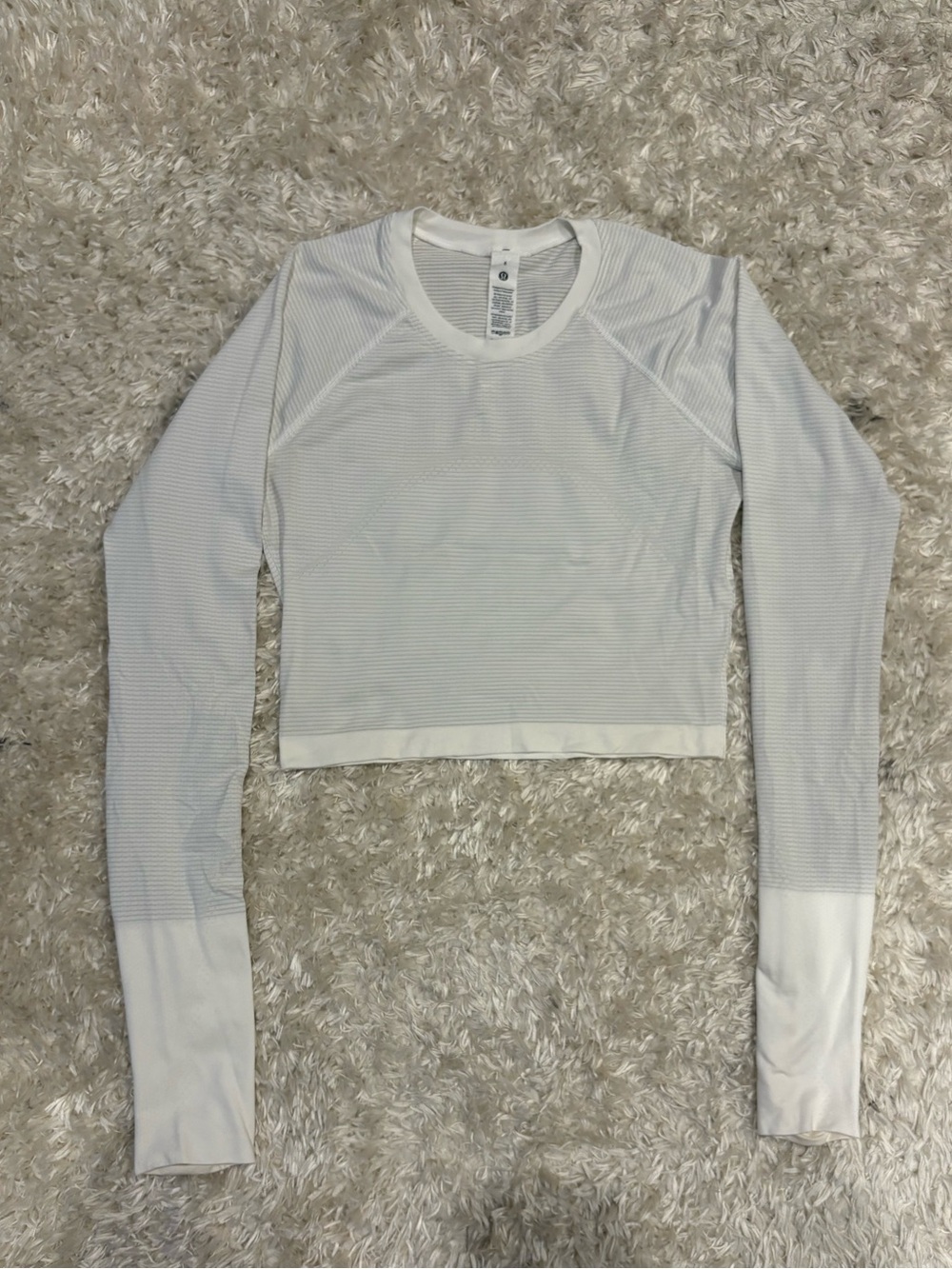 lululemon athletica White Long-Sleeve Cropped Performance Tee